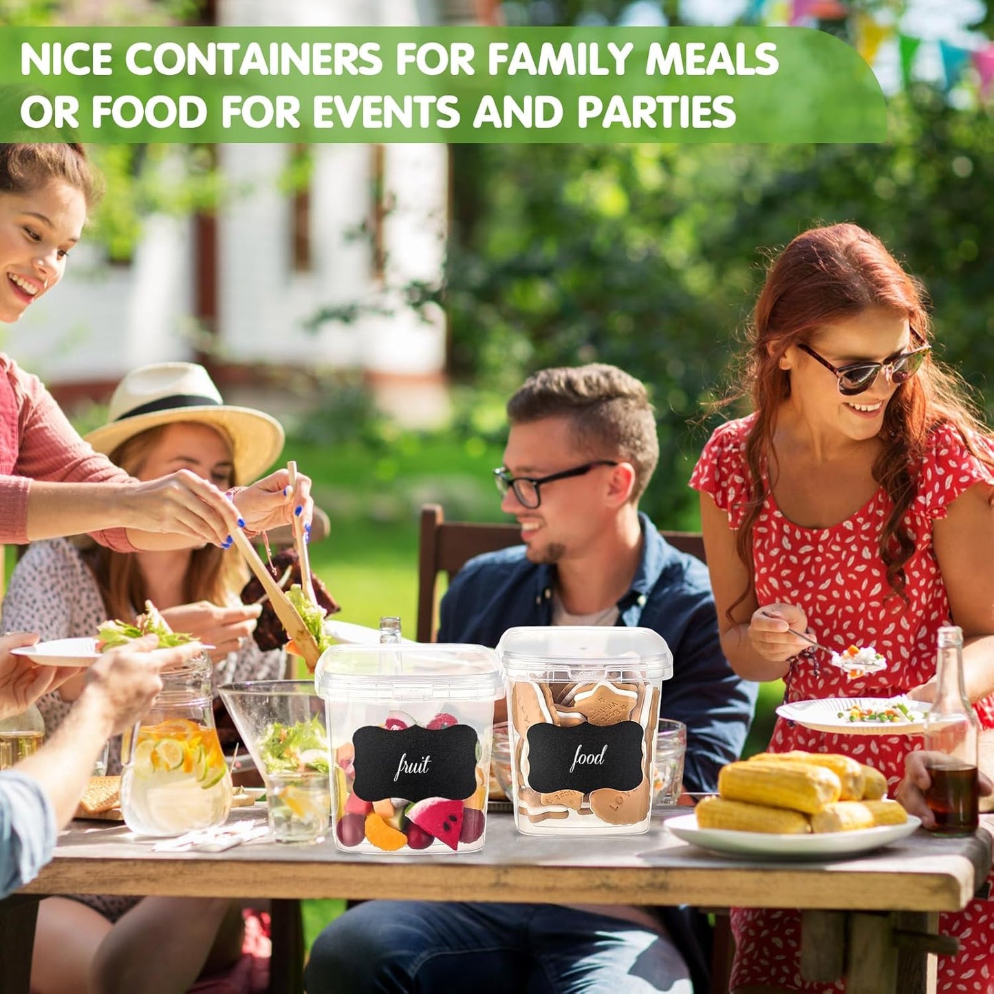 Jinei 50 Pcs 16 oz Plastic Deli Containers with Lids Clear Square Food Storage Containers Stackable Airtight Square Container with Lids with 9 Labels and Marker for Kitchen Storage Meal Take out