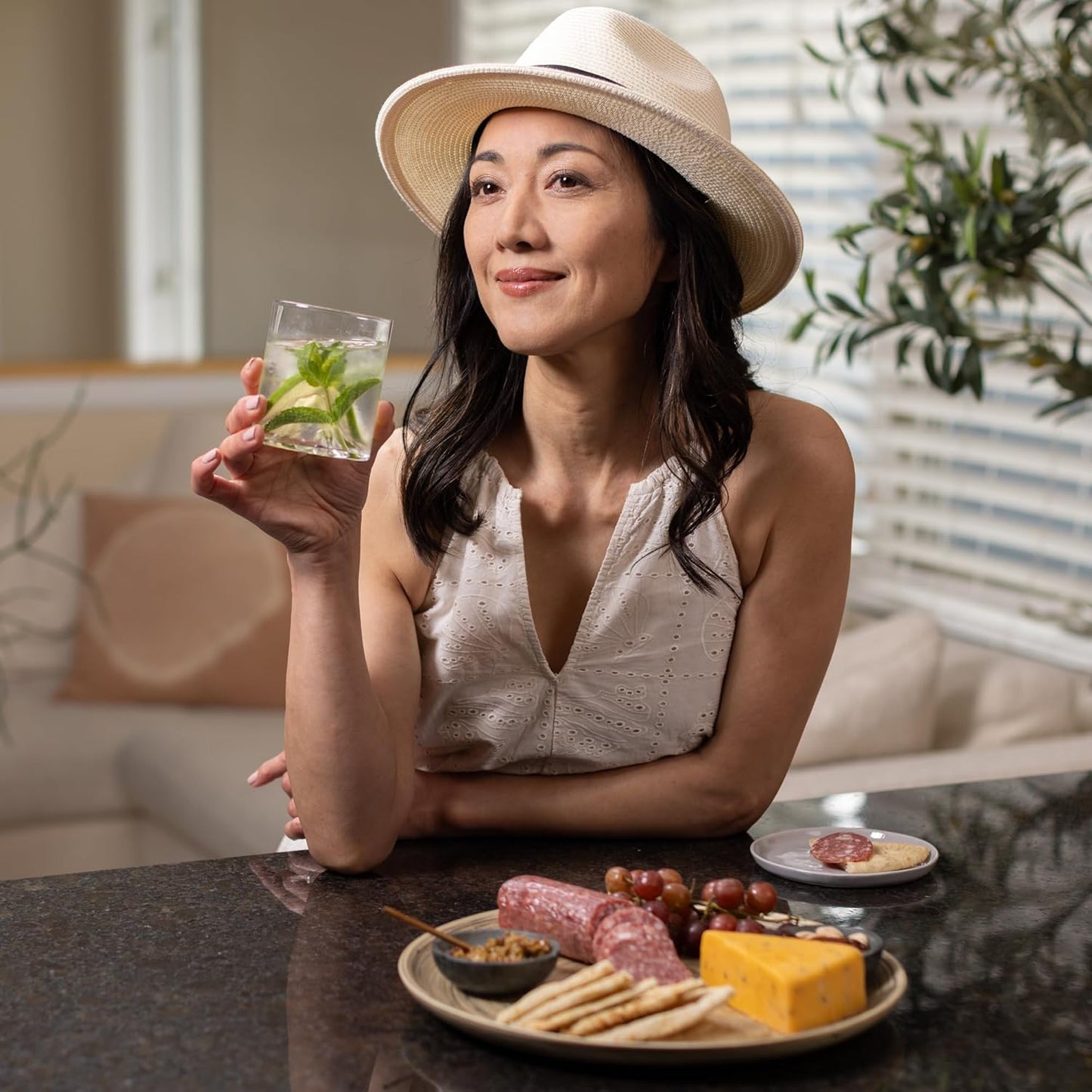 LEXA 12" Bamboo Round Serving Tray Set 2-Piece Small Handcrafted Wooden Trays for Food, Ottoman, Coffee Table, Kitchen, Charcuterie, or Décor, Black