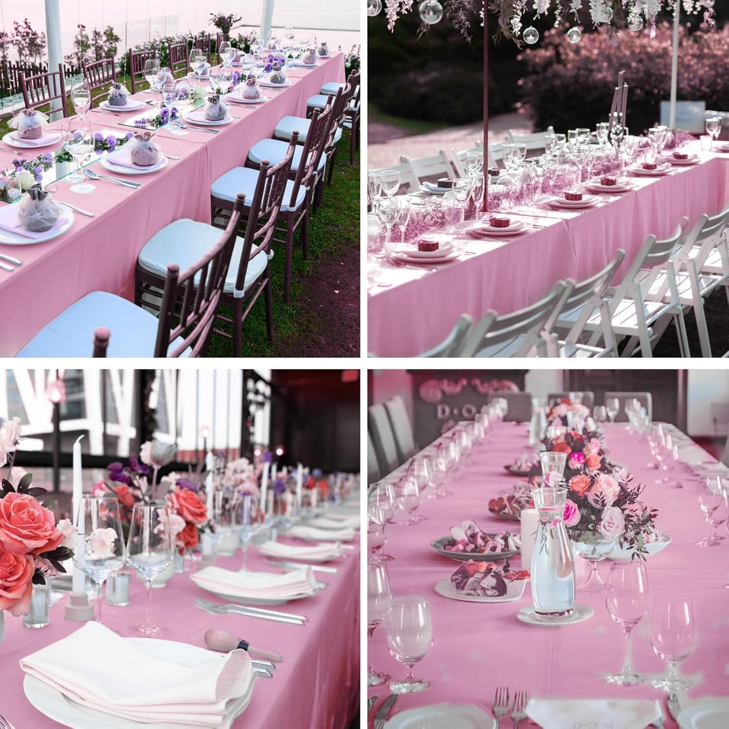 Rectangle Tablecloths 90x132 Inch 6 Pack Pink Tablecloth Washable Decorative Linen Polyester Table Cloths for Dining Table Banquets Buffet Parties and Wedding