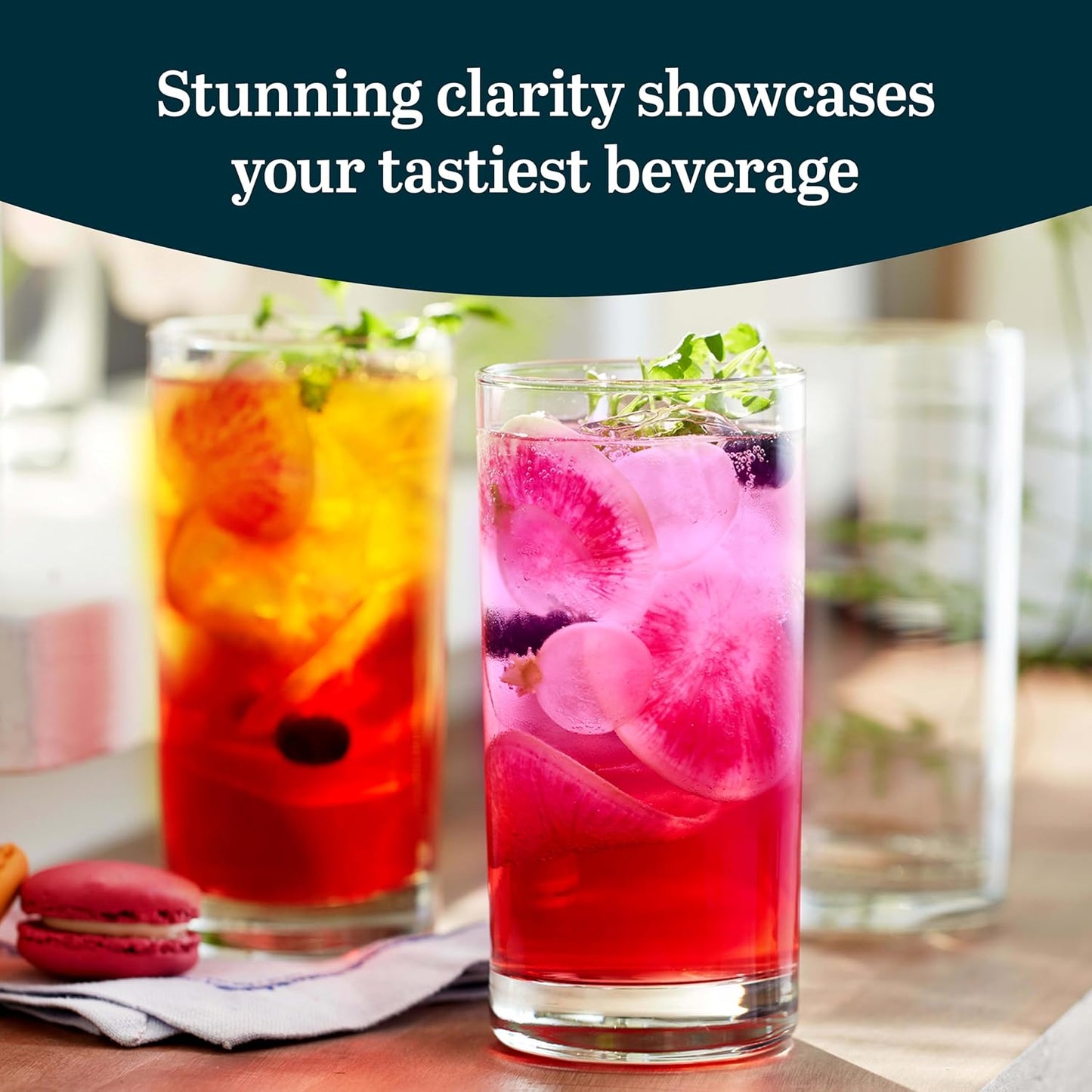 Libbey Heavy Base Drinking Glasses Set of 8, 15.5 Oz Elegant, Weighted Clear Water Glasses, Dishwasher Safe Glass Cups Set for Parties, Birthdays