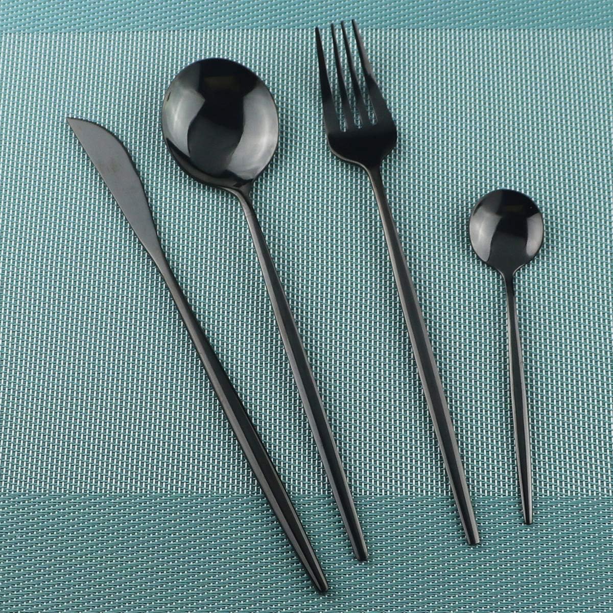 Gugrida Silverware Set - 18/10 Stainless Steel Reusable Utensils Flatware Set, Mirror Cutlery Flatware Set, Great for Family Gatherings & Daily Use (Service For 6, Green Silver)