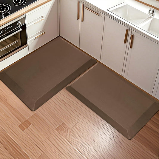 2 PCS Anti Fatigue Kitchen Mats for Floor, Brown 9/10 Extra Thick Cushioned Standing Desk Mat, Comfort Memory Foam Ergonomic Rugs and Mats Non-Slip Waterproof for Office, Kitchen, 20"x32"+20"x32"