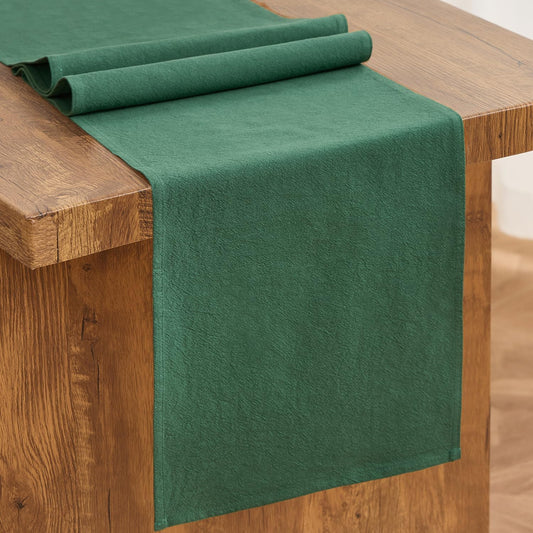 Letjolt Dark Green Table Runner 72 Inches Rustic Farmhouse Table Runner Cotton Runner Plain Table Decor