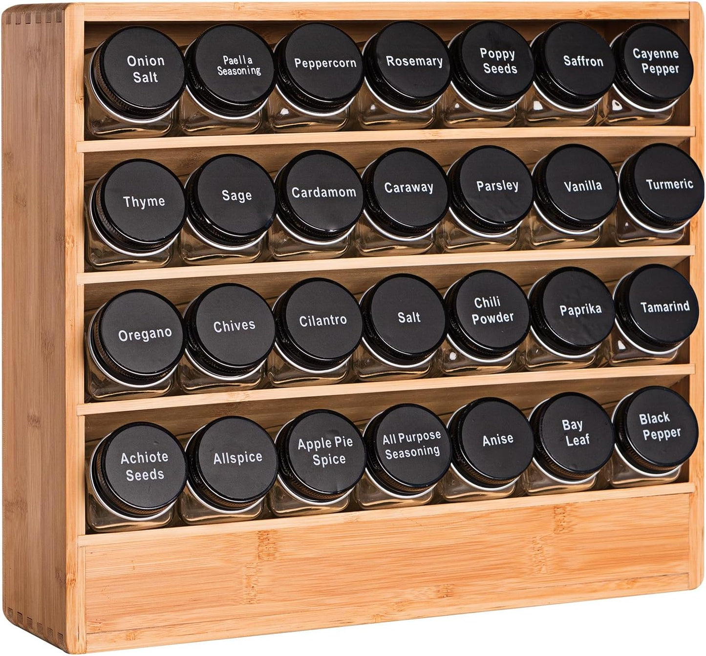 Bamboo Tiered Spice Rack Organizer for Cabinet,Wooden Seasoning Rack for Countertop, Cupboard, Pantry, Kitchen (Spice Jars Included)