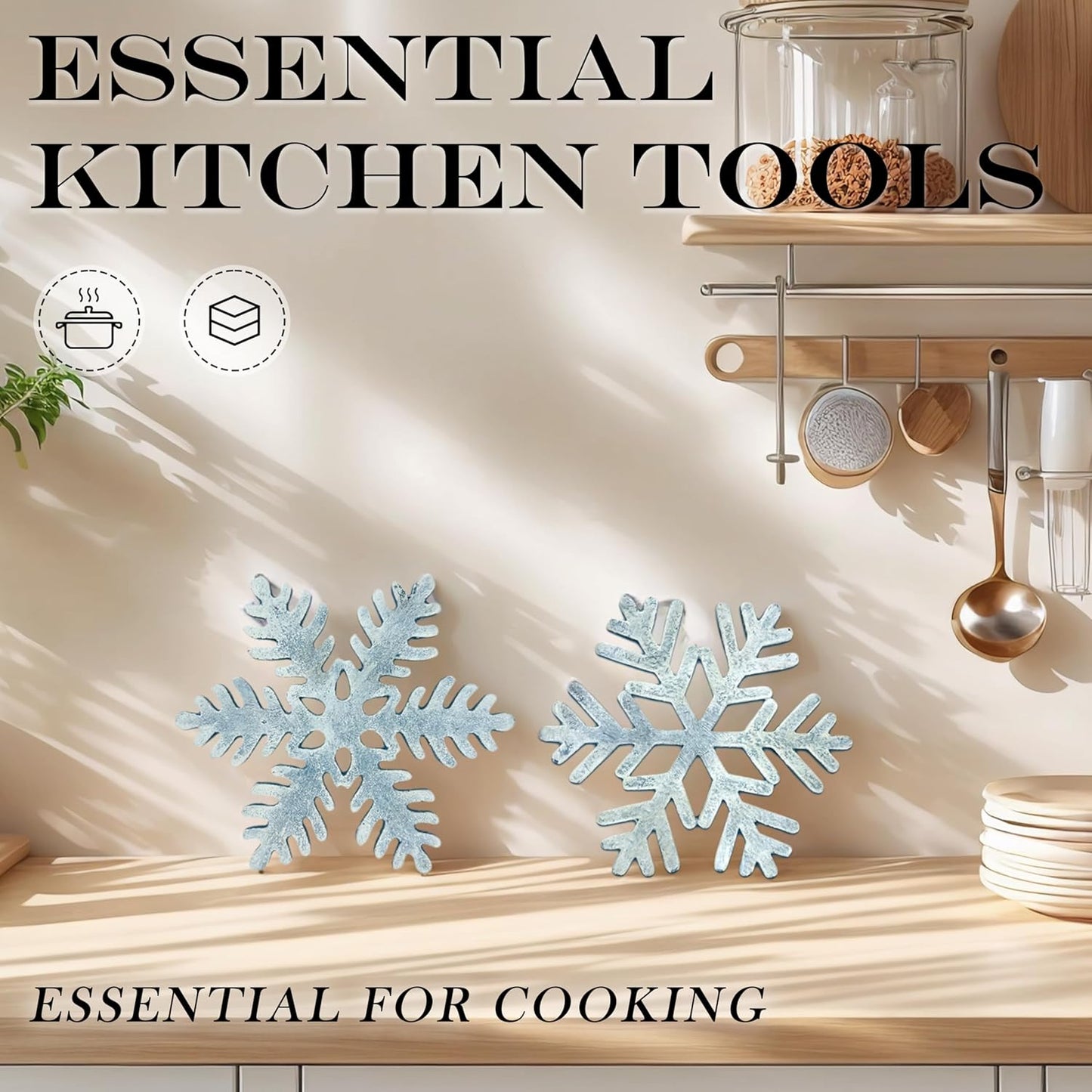 2 Pack Snowflake Trivets for Hot Dishes, Heat Resistant Metal Trivet for Countertops, Christmas Decorative Trivets for Holiday&Christmas Decorations for Kitchen