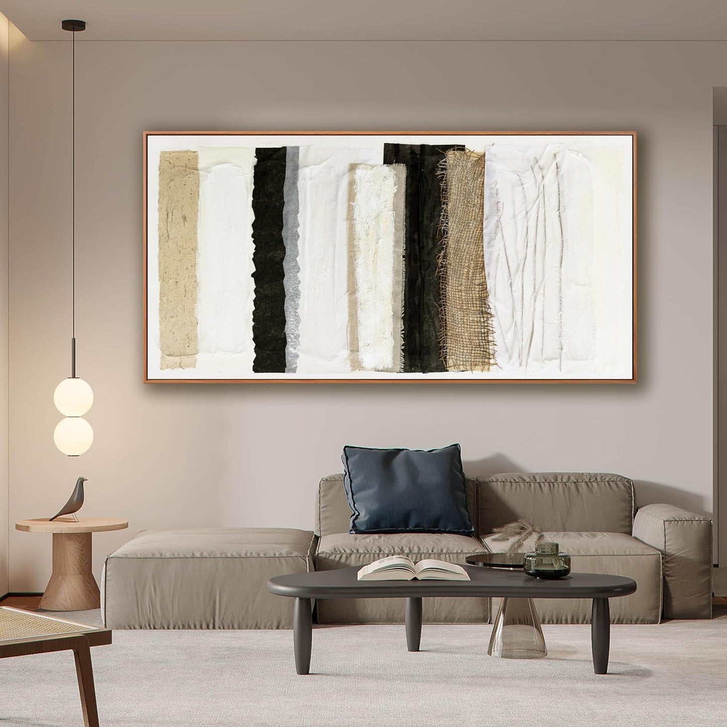 Framed Abstract Canvas Wall Art Decor Home Decor Large Wall Art Prints Wall Decorations Multicolor Overlapping Strips Framed Artwork Parting for Living Room Wall Bedroom Kitchen Office Decor 29"×58"