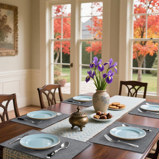 Homaxy Cloths Placemats for Dining Table Set of 6, Heat Resistant Washable Cotton Linen Blend Table Mats, Easy to Clean Place Mats for Indoor Outdoor Party Kitchen Decoration, 13" x 19", Dark Grey