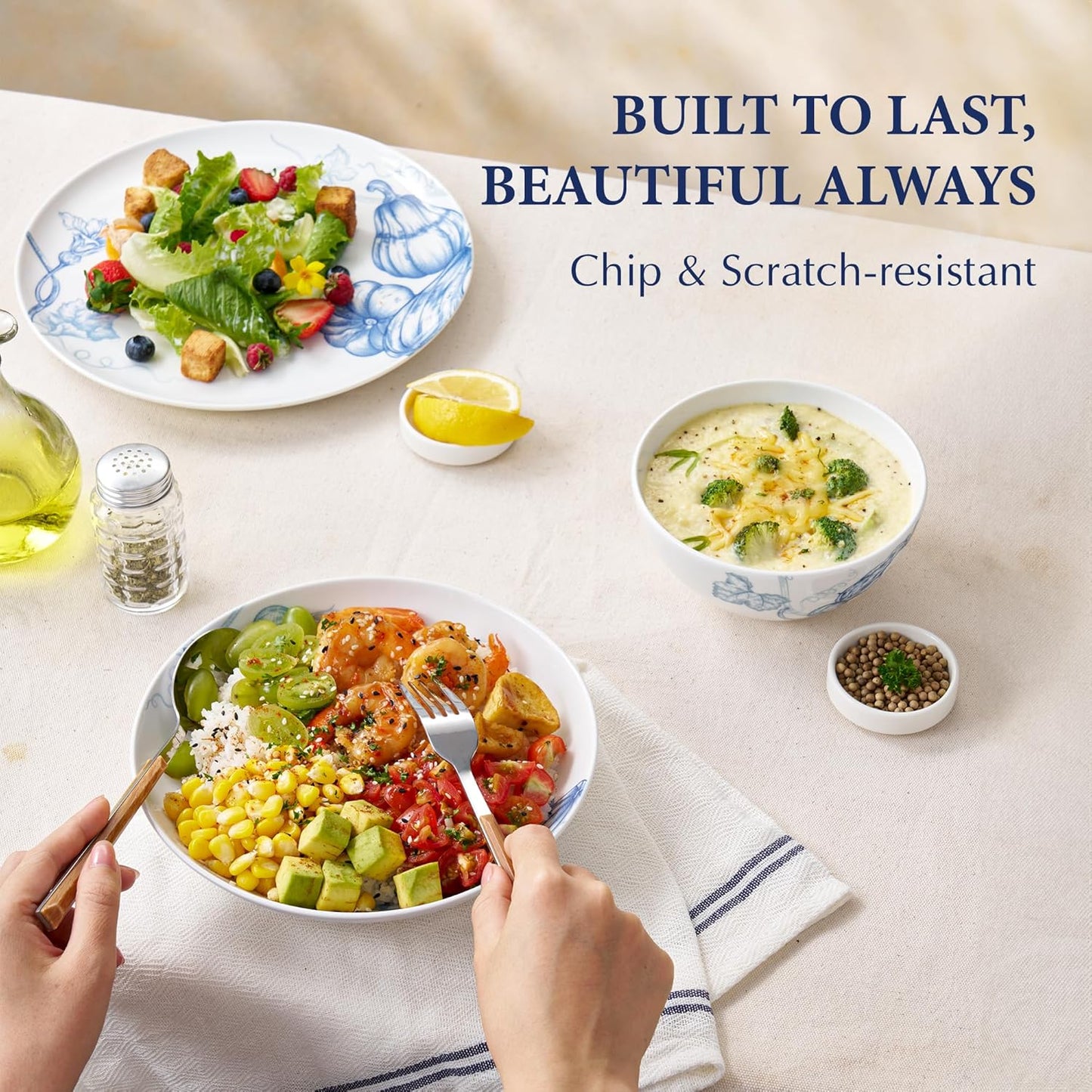 Minh Long 12 Pcs Porcelain Thanksgiving Dinnerware Set, Pumpkins Harvest Plates and Bowls Set for 4, Fall Dishes Chip & Scratch Resistant, Oven Safe up to 482°F, Non Toxic Dishwasher & Microwave Safe