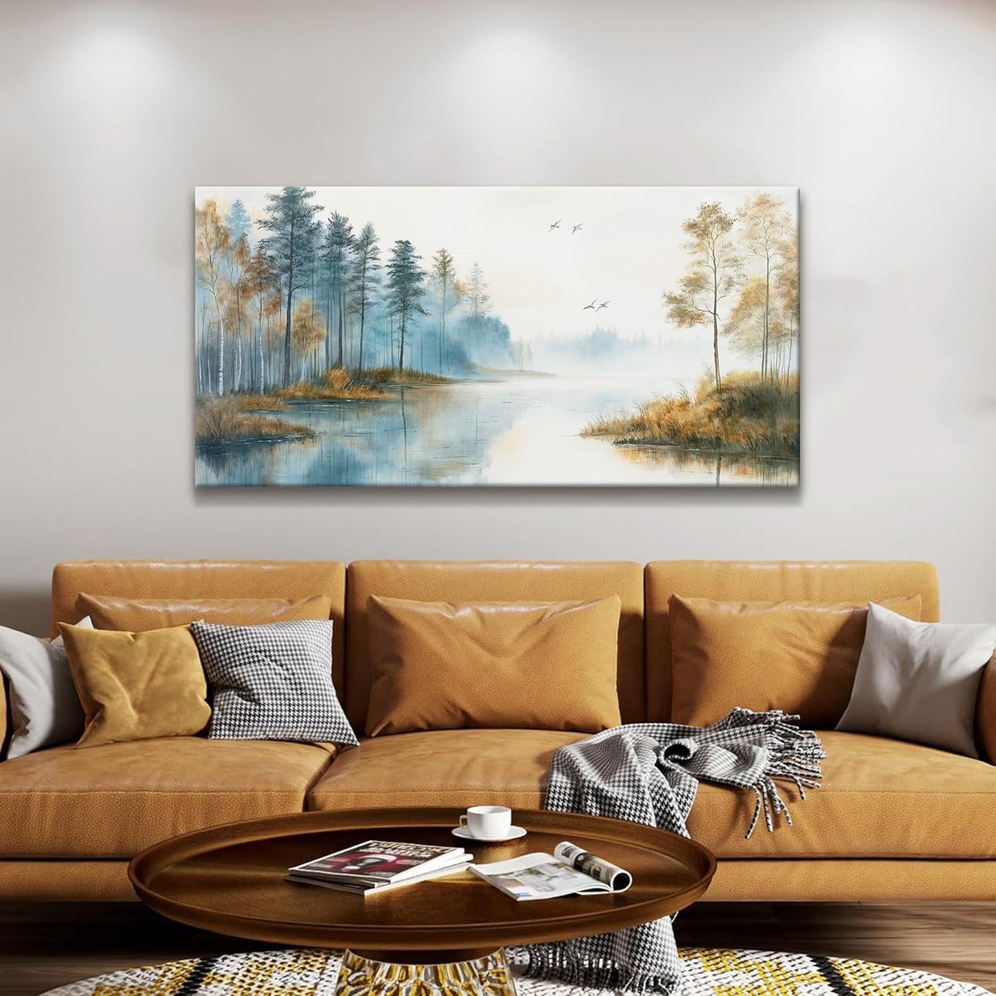 Suconvng Forest Tree Wall Art For Living Room Canvas Wall Art Decor Landscape Prints Painting Modern Print Poster Artwork Wall Painting Bedroom Kitchen Home Wall Decoration 24"X48"