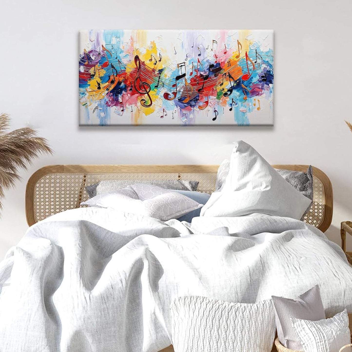 Suconvng Abstract Canvas Art Wall Decor Painting Home Wall Decorations Colorful Musical Note Abstract Wall Art Print Picture For Bedroom Kitchen Office Artwork 20 X 40 Inch