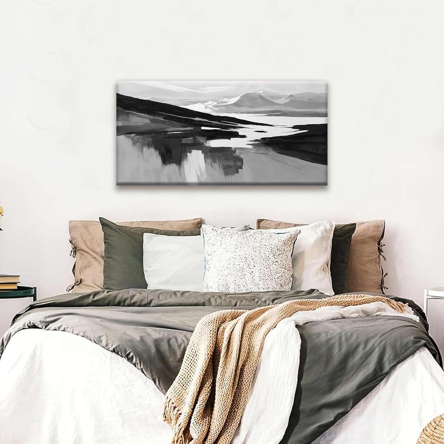 Abstract Canvas Art Wall Decor Black White Wall Art Painting Abstract Black Wall Art Prints Minimalist Decor Artwork For Bedroom Kitchen Office Bathroom Artwork 20"×40"