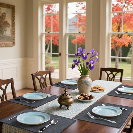 Homaxy Cloths Placemats for Dining Table Set of 4, Heat Resistant Washable Cotton Linen Blend Table Mats, Easy to Clean Place Mats for Indoor Outdoor Party Kitchen Decoration, Charcoal Gray