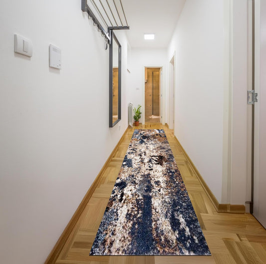 Keen Home Design Area Rugs - 2x16 Non-Shedding, Abstract Rugs for Kitchen, Living Room, Bedroom, Dining Room, Entryway - Size: 2'8" x 16', Multi