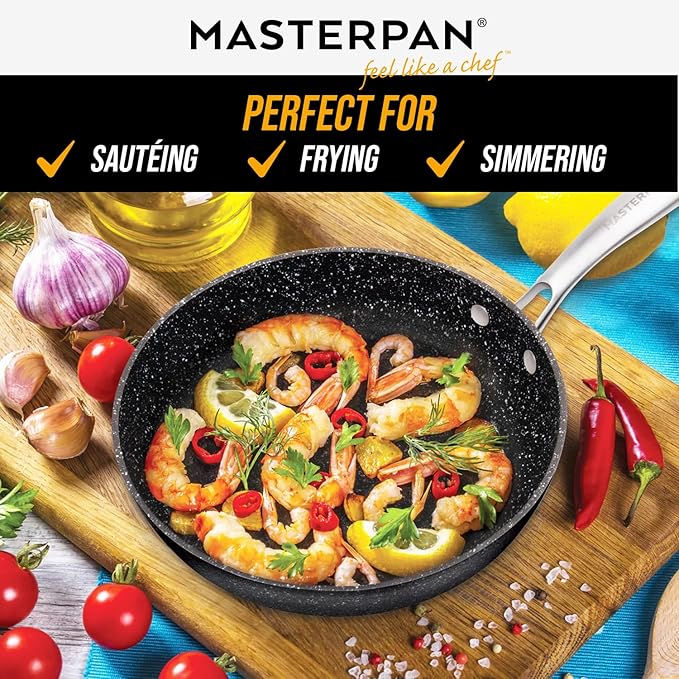 MasterPan Ultra Non-Stick Cast Aluminum Fry Pan, 9.5 inch, Granite Series