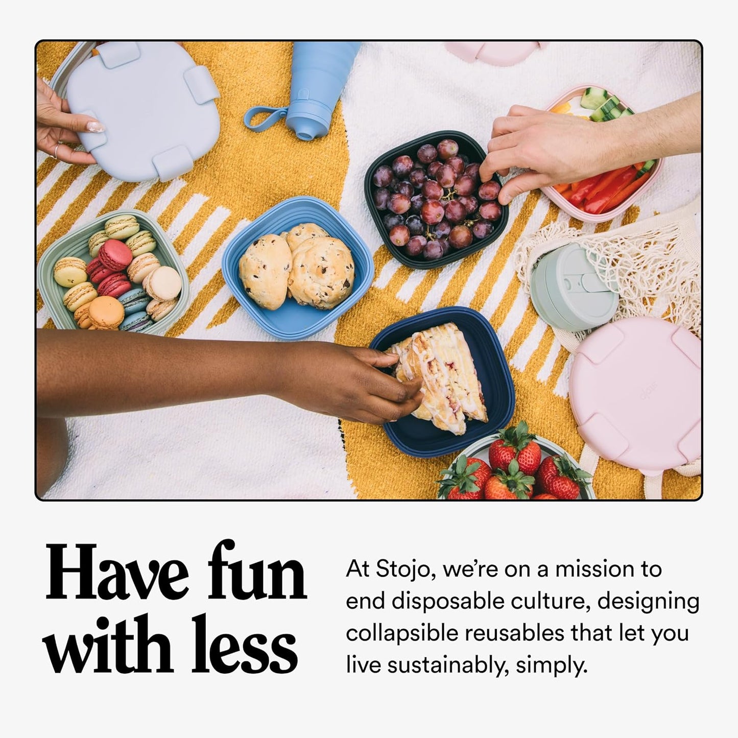 STOJO Collapsible Bowl 3 Set - Translucent Eucalyptus, 36oz - Reusable Silicone Bowl for Hot and Cold Food - Perfect for Travel, Meal Prep, To-Go Lunch, Camping & Hiking - Microwave & Dishwasher Safe