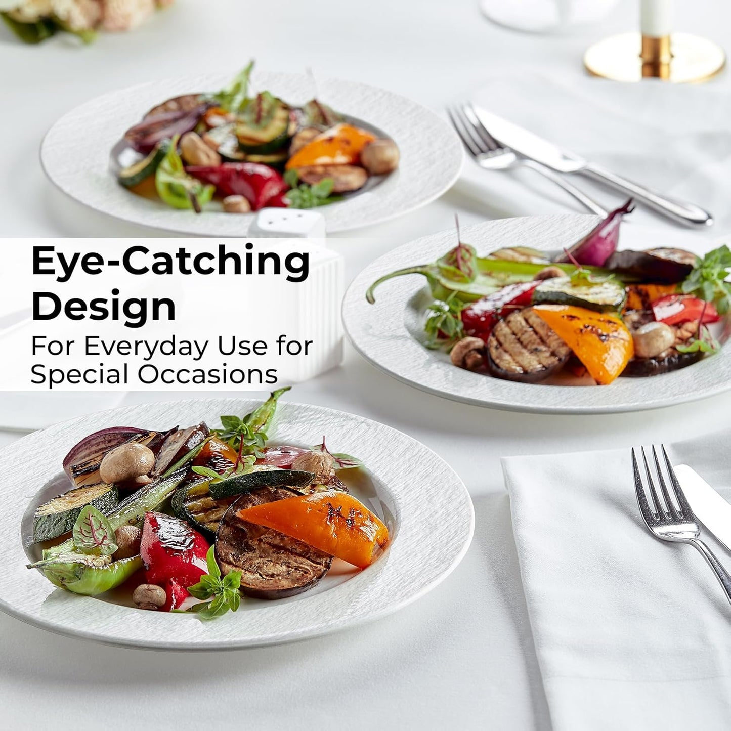 MIAMIO - 9 Inch, Set of 4 Dinner Plates/Ceramic Plate Set, Crockery Set - Modern Plates, Microwave and Dishwasher Safe - Oasis Collection