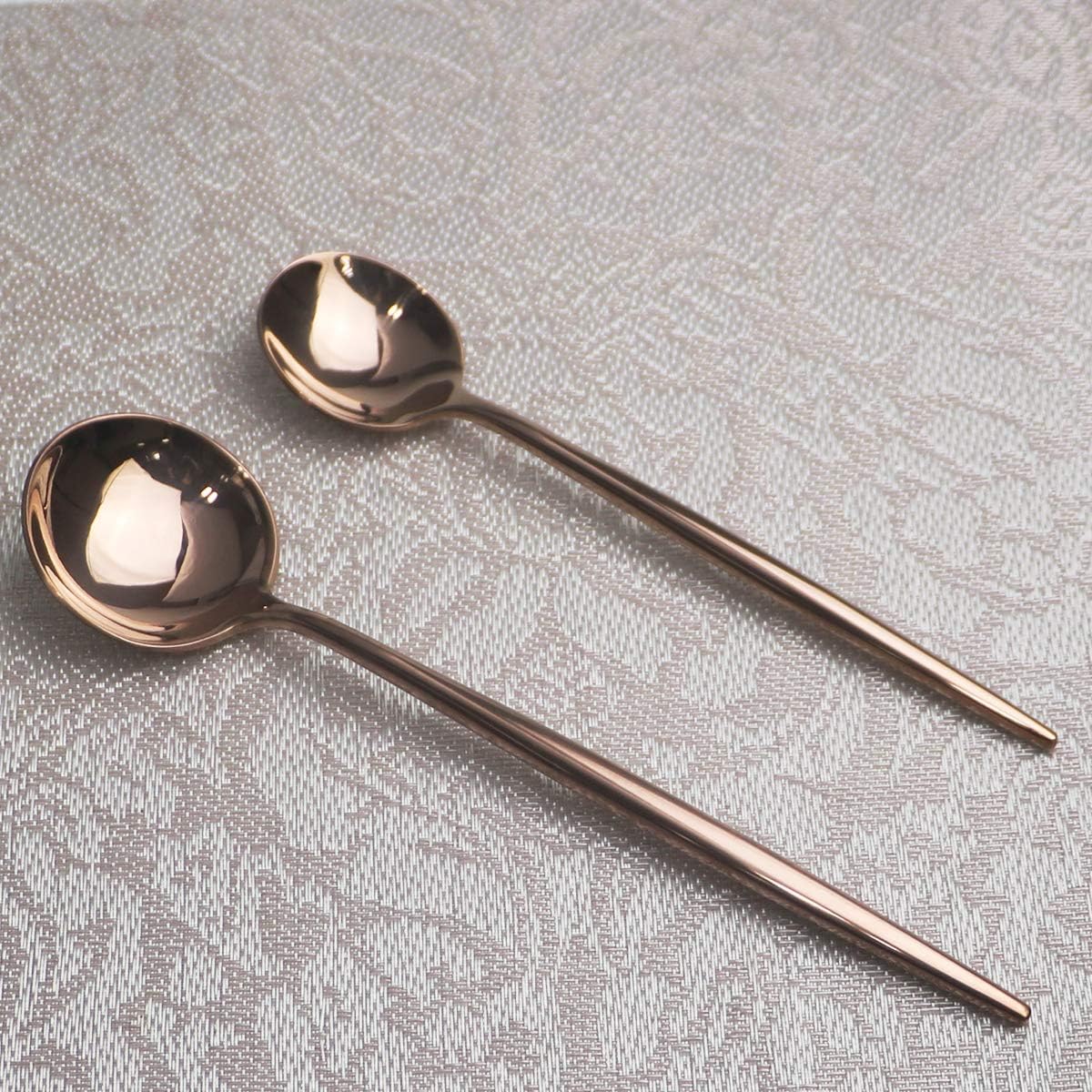 Portable Silverware Set - 5-Piece Flatware Cutlery Set - 18/10 Stainless Steel - Mirror Polishing Rose Gold - Travel Elegant Modern Utensils - Service for 1 Include Steak Knife Dinner Fork Spoon