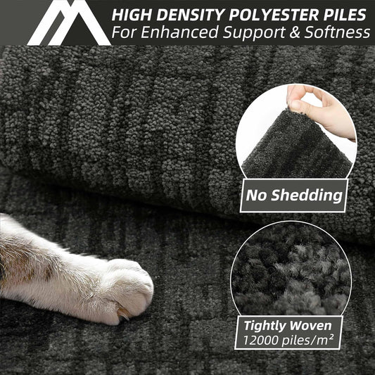 COSY HOMEER Kitchen Rugs Non Slip Washable 24"x36"+24"x60" Absorbent Soft Kitchen Mats for Floor Polyester Kitchen Runner Rug Sets of 2 Kitchen Floor Mats for Sink Mat,Hallway,Laundry,Dark Grey