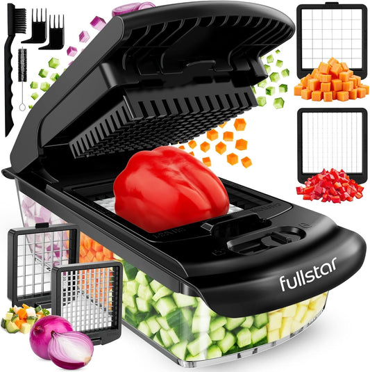 Fullstar The Original Pro Chopper - Vegetable Chopper and Spiralizer, Food Chopper with Container, Fruit Slicer, Kitchen Gadgets & Accessories, Home Essentials (2 in 1, Black)