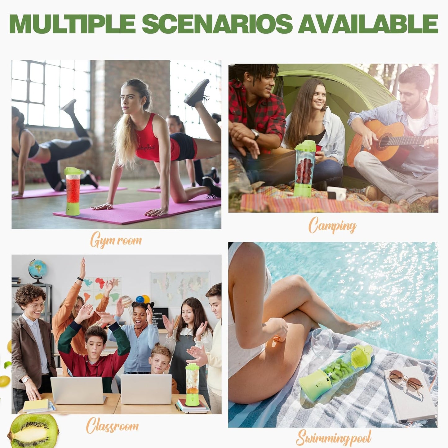 Portable Blender, 270W for Shakes & Smoothies - Waterproof, USB Rechargeable with 20 oz BPA-Free Cup & Travel Lid (Yellow, 20 oz)