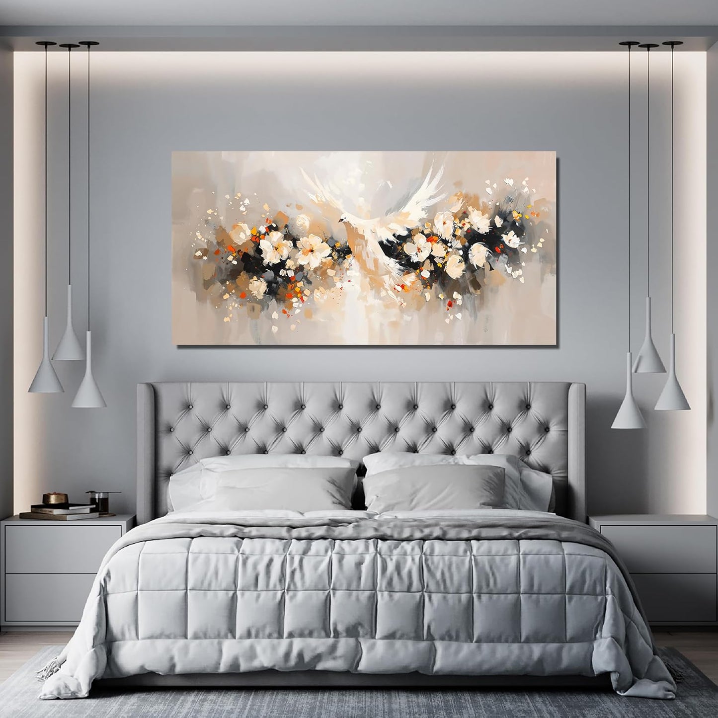 Canvas Wall Art Decor Wall Art Pictures for Living Room Colorful Flowers Wall Art Prints Artwork for Walls Dove of Peace Wall Art Decorations Art Work for Wall Decor Bedroom Office Decor 20" X 40"