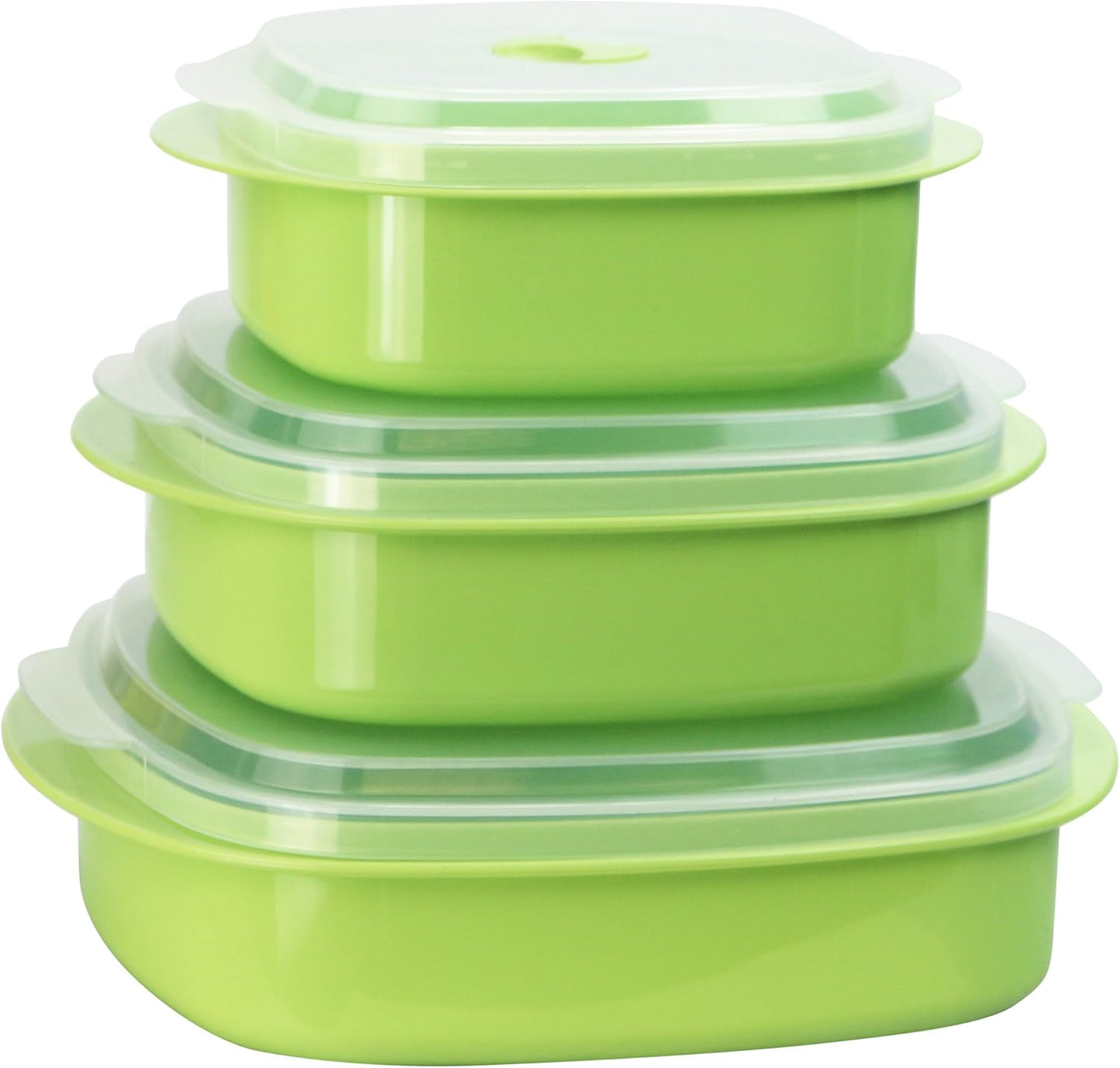 Reston Lloyd Nesting Microwave Containers, Set of 3, Adjustable Steam Vents, Airtight, Meal Prep, Durable BPA-Free Plastic- Freezer & Dishwasher Safe, Cookware & Food Storage, Anyday Cookware, Lime