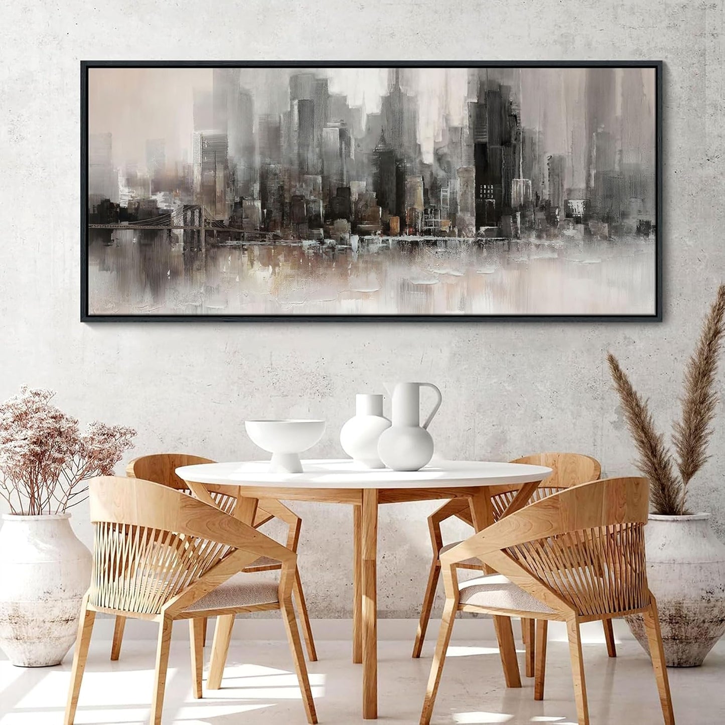 YDYSUNE Living Room Wall Decor Framed Wall Art Large Cityscape New York Wall Decor Canvas Print Brooklyn Bridge Themed Painting Modern Canvas Wall Art for Bedroom 70x31INCH