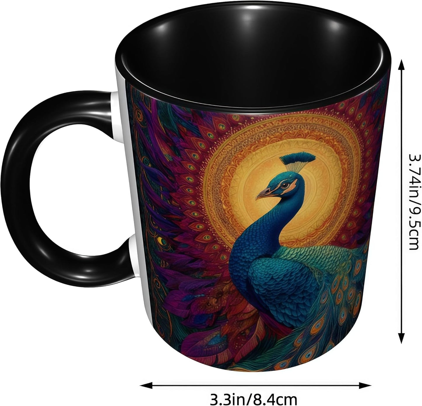 FyLybois Peacock Coffee Mug Ceramic Coffee Cup with Handle Microwave Safe for Home or Office Gifts for Women and Men
