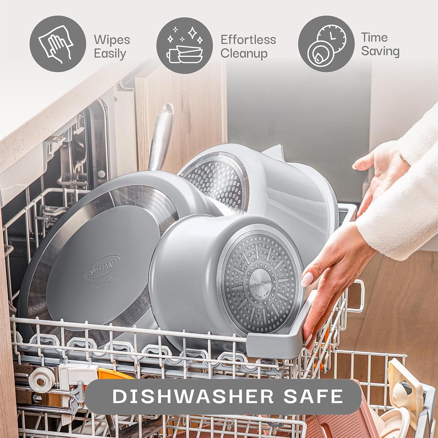 Gotham Steel 5 Qt Dutch Oven Pot with Lid, Nonstick Ceramic 10 in 1 Cooking Pot & Dutch Oven for Bread Baking, Lightweight, Oven & Dishwasher Safe – Gray