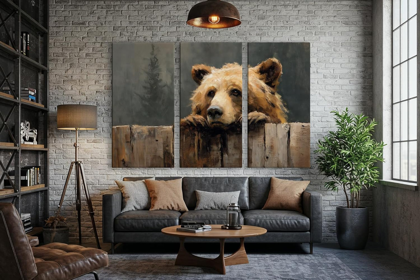 Wildlife Canvas Prints - Wild Animals Home Decor - Medium, Large, and Extra Large Wall Art for Living Room, Bathroom, Kitchen (Over the Fence, 63L" x 94W"- 3 Panels)