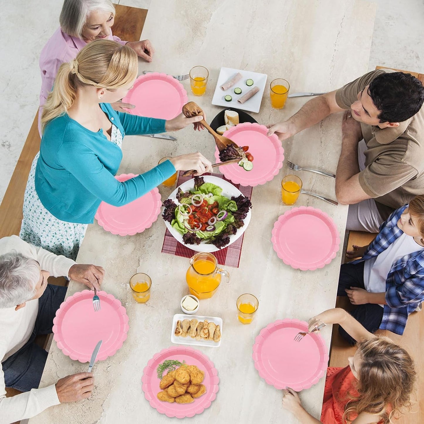 50Pcs Light Pink Paper Plates Pink Party Supplies 9 Inch Disposable Dessert Plates Birthday Party Plates for Valentines Tea Party Baby Shower Wedding Graduation Picnic BBQ