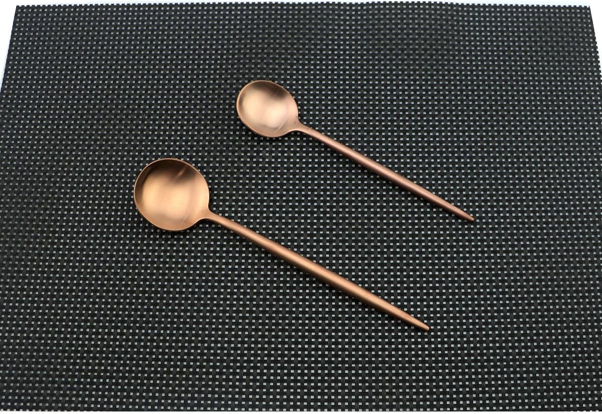 Flatware Set for 2, Luxury 10 Pieces Rose Gold Plated Copper Color 18/10 Stainless Steel Silverware Flatware Sets Spoons Knives and Forks Set, Service for 2