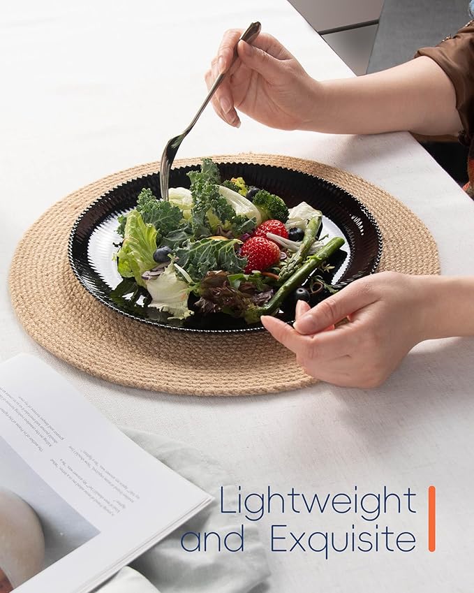 Dinnerware Sets for 4, 12 Pieces Opal Glass Plates and Bowls Set, Dishwasher and Microwave Safe Ribbed Dish Dinning Ware, Chip and Scratch Resistant Dishware, Black