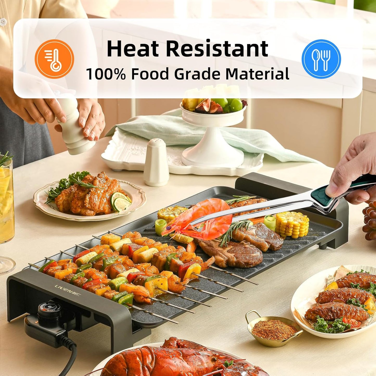 3Pcs 9.5Inch Barbecue Tongs - 304 Stainless Steel Kitchen Tongs with Non-Slip Comfort Grip, Heat Resistant & Dishwasher Safe, Golden - Multi-Purpose for Grill, Salad, Picnic & Cooking (Golden)