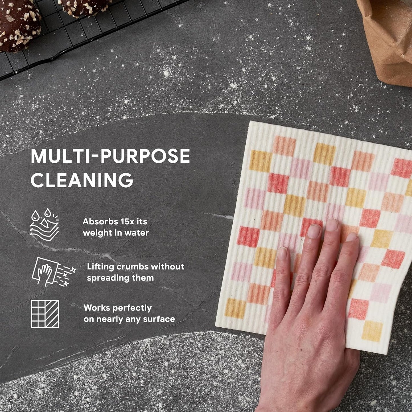 RECYCO Swedish Dishcloths for Kitchen | 6 Pack Desert Sunset Washable Dish Rags | Cellulose Reusable Cleaning Paper Towels | Absorbent Counter Dish Cloth Sponge Kitchen Wipes, 8" L x 7" W