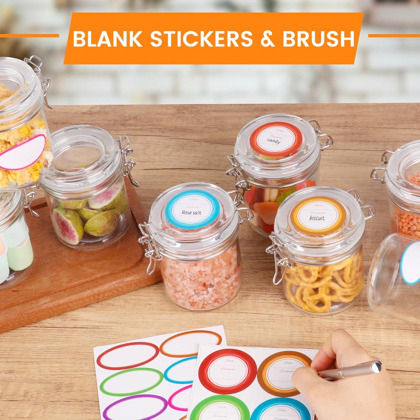 AuroTrends 8oz Glass Jars with Airtight Lid 12pcs with Leak Proof Rubber Gasket, 8 oz glass jars with lids- Featuring Clear Preserving Seal & Wire Clip Fastening for Kitchen Canning and Food Storage