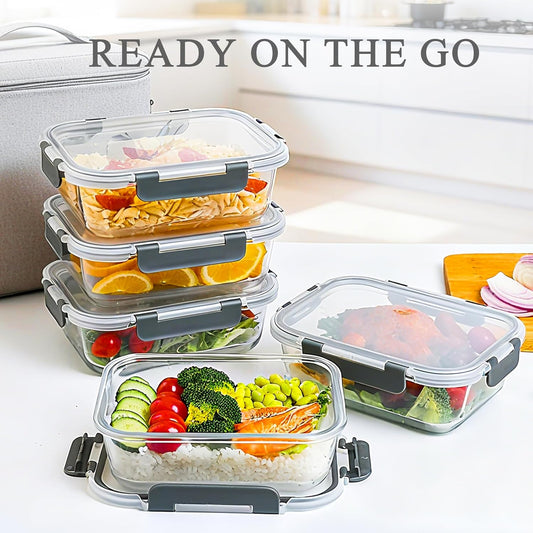 GEHE 5 Pack 36 Oz Glass Food Storage Containers with Lids, Glass Meal Prep Containers, Kitchen Airtight Lunch Storage Containers with Lids, Safe for Freezer, Oven, Dishwasher, BPA Free