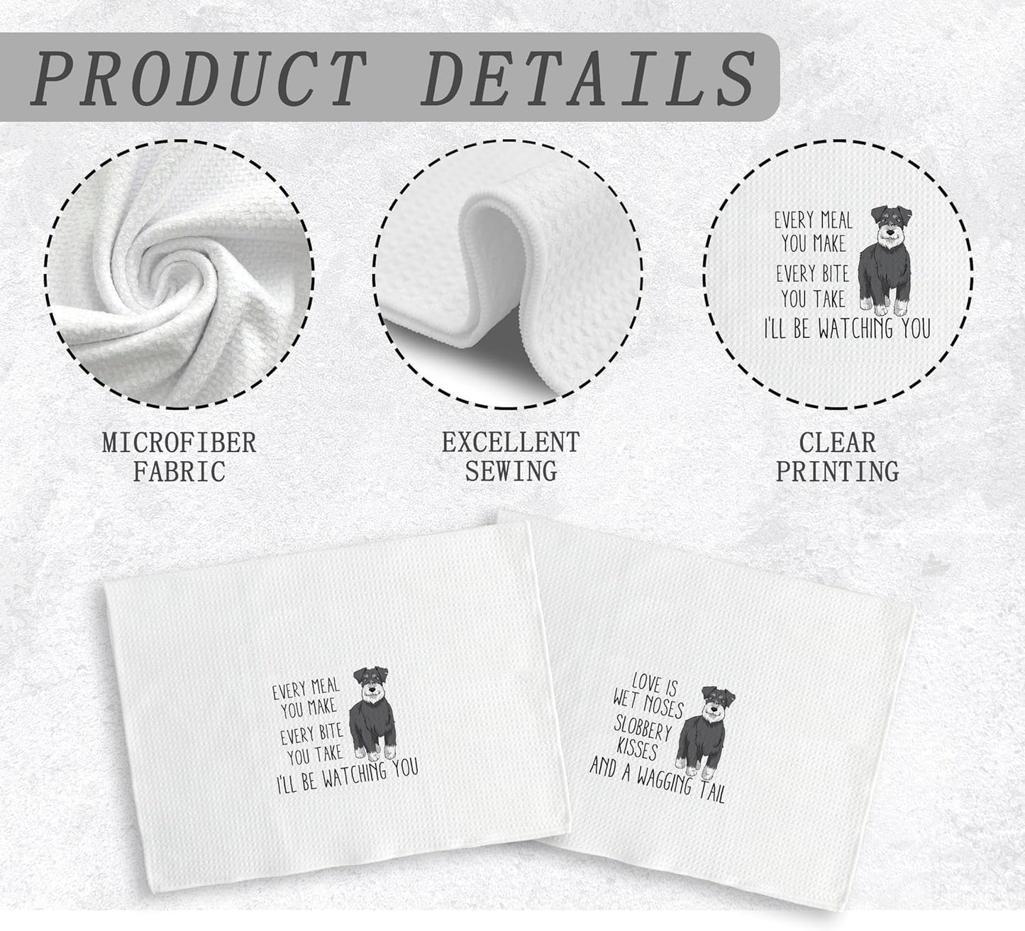 Schnauzer Towel - 2 Piece Kitchen Towel Set for Schnauzer Fans - 1624 Inches