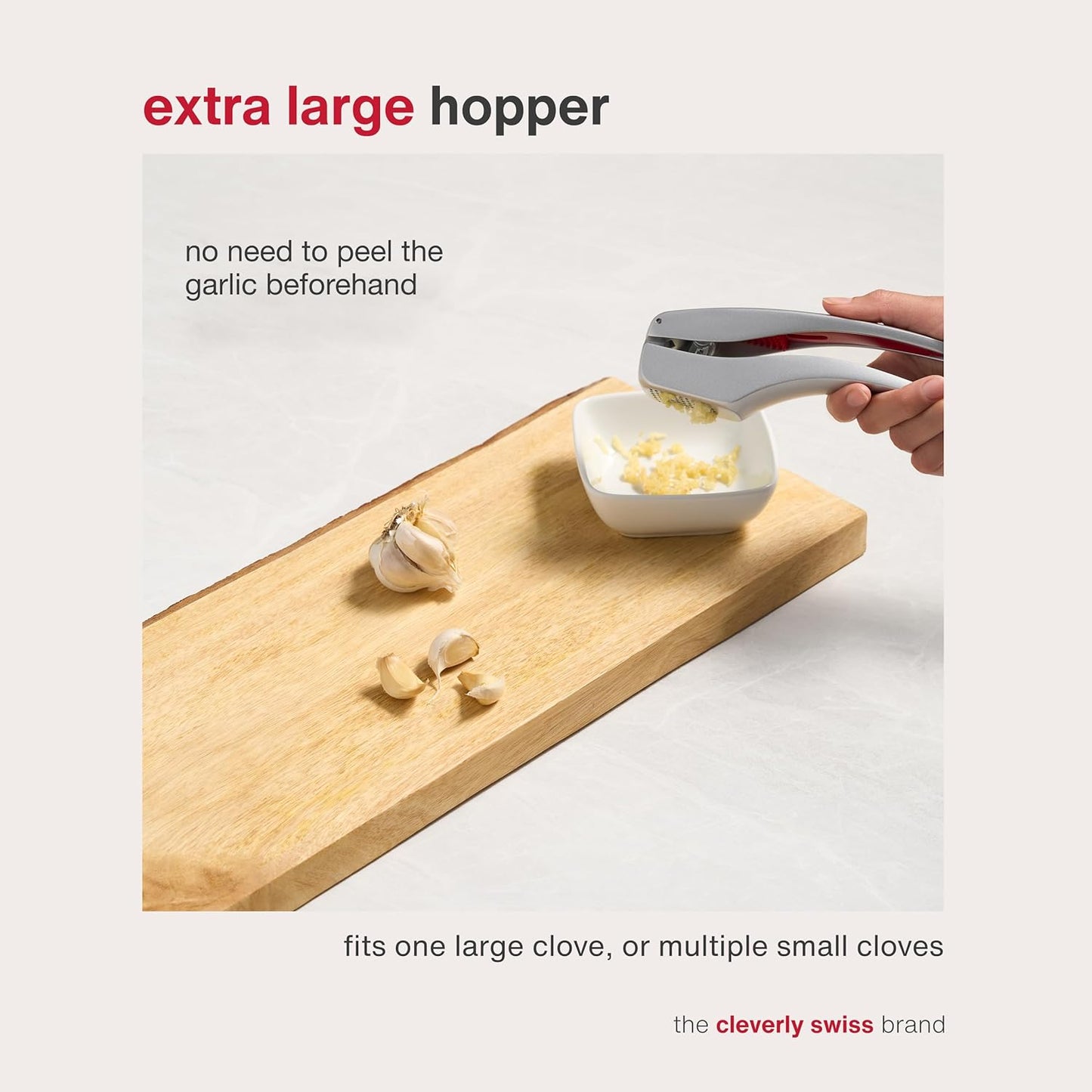 Zyliss Susi 3 Garlic Press - Aluminium Press with Built-In Cleaning Tool - Garlic Crusher, Mincer & Peeler for Unpeeled Cloves