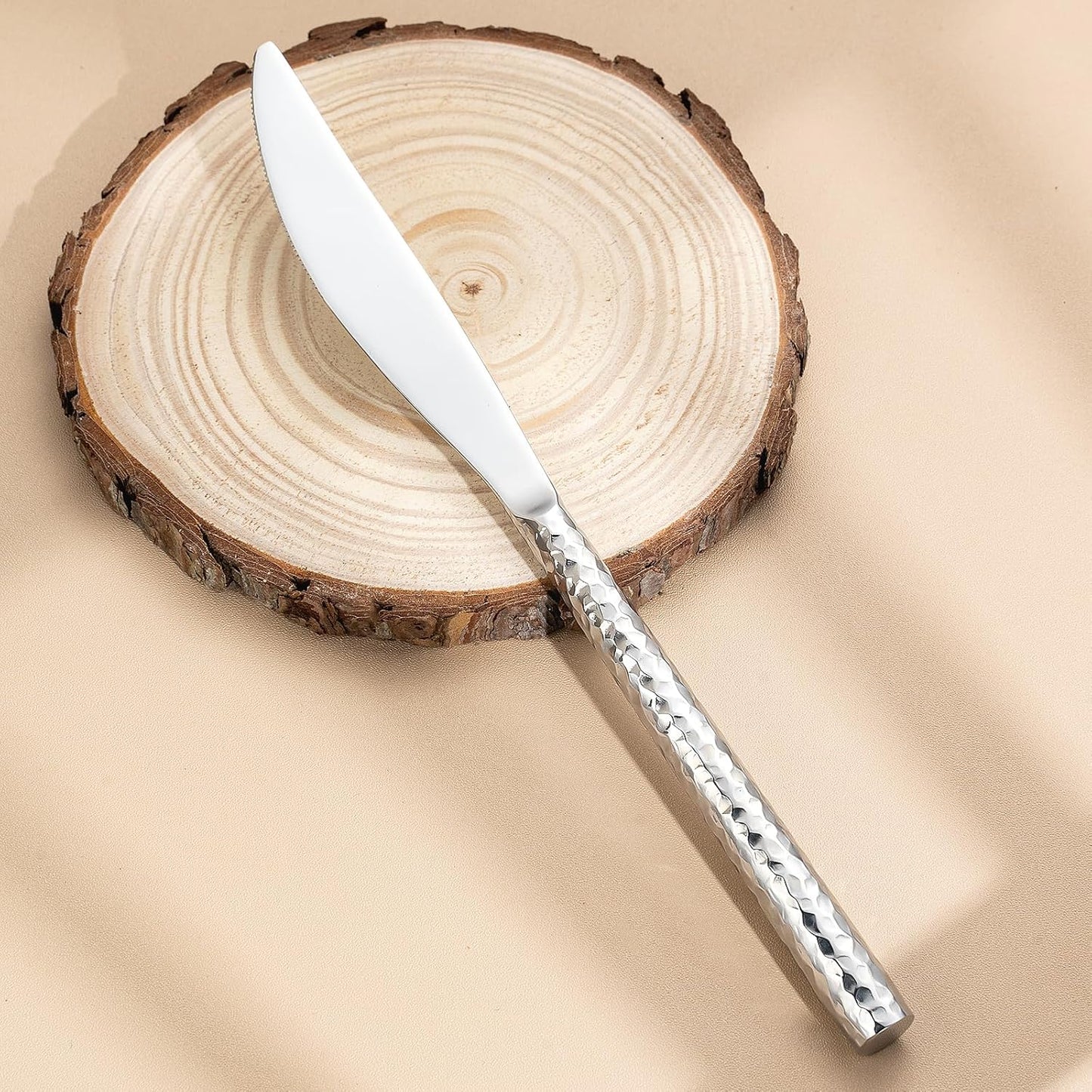 Hammered Silverware Set,Zerophilo Flatware Set 20 Pieces 18/10 Stainless Steel Cutlery Set for 4 Mirror Polished,Dishwasher Safe