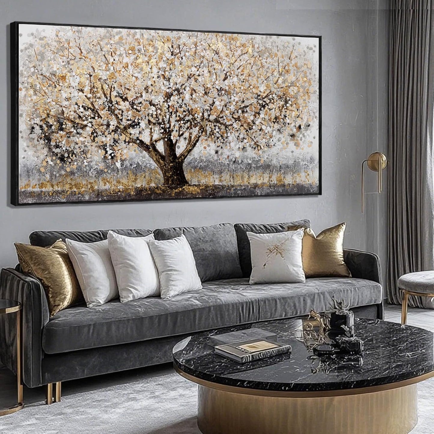 Brown and White Framed Wall Art Floral Wall Prints Botanical Wall Decor Nature Wall Posters 24"x48" Pictures for Bedroom Kitchen Artwork