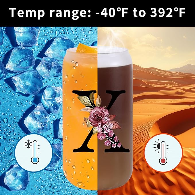 Monogrammed Glass Drinking Cup With Lid Straw Women Female Teacher Gifts for Birthday Christmas Holiday Xmas Personalized Unique Custom Inexpensive Present Im Sorry You Are My Sunshine,X