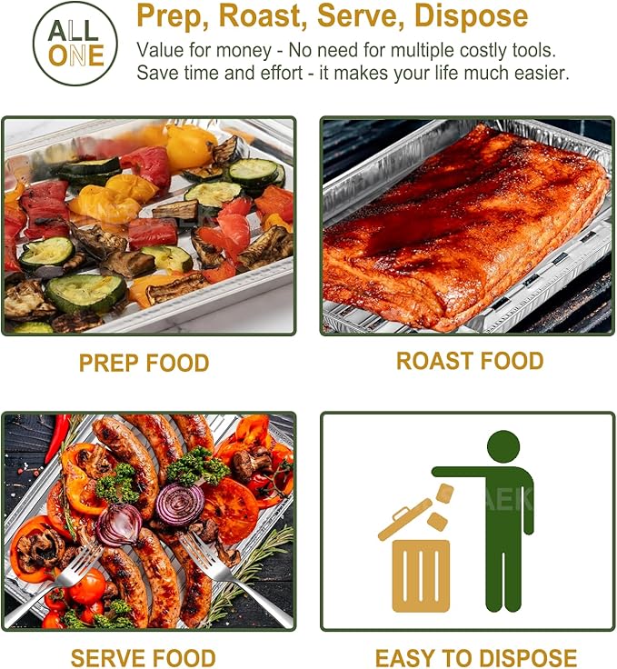 13" Food-Grade Aluminum Foil Disposable Grilling Trays of 20 pcs -13x8.6 Inches, Grill Basket with Holes Grilling Pans for Barbecue Foods