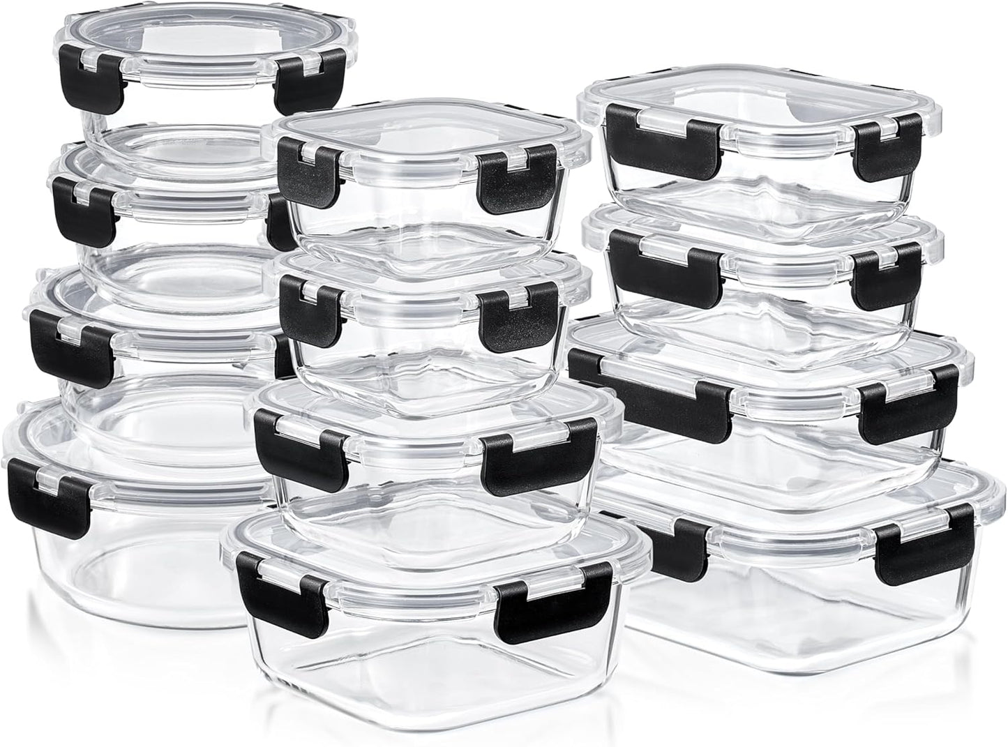 Sorbus Glass Meal Prep Containers, Dishwasher and Oven Safe Reusable Meal Prep Containers, Freezer Safe Glass Food Storage Containers with Airtight Lids