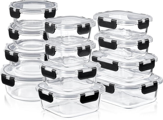 Sorbus Glass Meal Prep Containers, Dishwasher and Oven Safe Reusable Meal Prep Containers, Freezer Safe Glass Food Storage Containers with Airtight Lids
