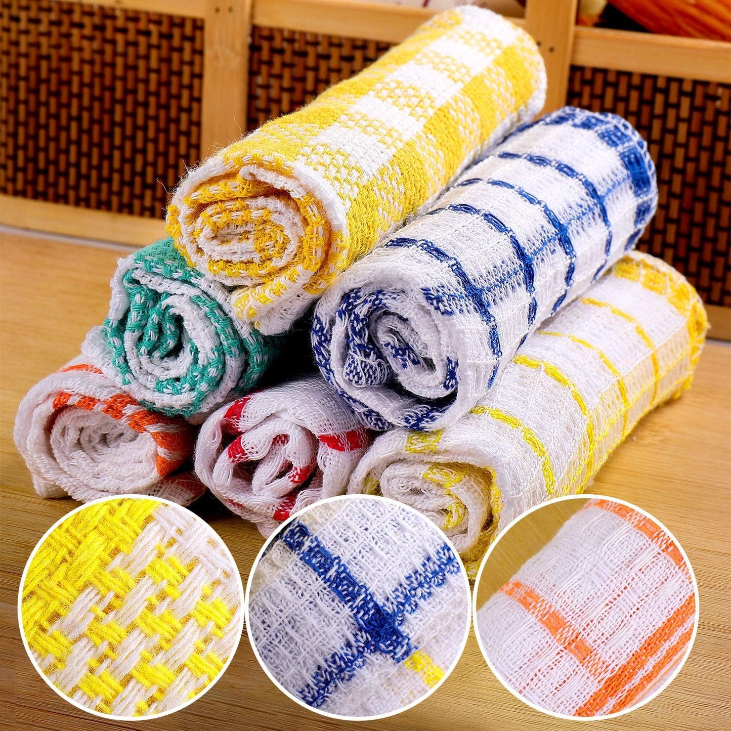 Patelai 12 Pcs Kitchen Dish Cloths for Washing Dishes Cleaning Cloth Absorbent Dish Rags Drying Cleaning Towels for Scrubbing Wipe Glass Home and Kitchen(Bright Color,13.8'' X 13.8'', 11.8 x 11.8'')