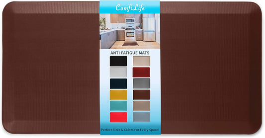 ComfiLife Anti Fatigue Floor Mat – 3/4 Inch Thick Kitchen Mats for Floor, Standing Desk Mat, Kitchen Rug – Comfort at Home, Office – Durable – Stain Resistant – Non-Slip Bottom (24" x 70", Brown)