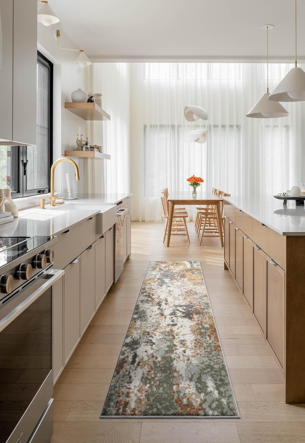 Keen Home Design Area Rugs - 2x10 Non-Shedding, Abstract Rugs for Kitchen, Living Room, Bedroom, Dining Room, Entryway - Size: 2'8" x 9'11", Multi