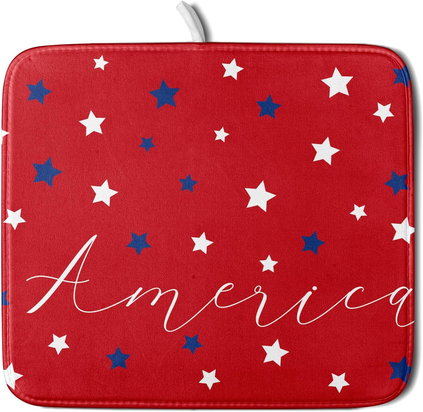 4th of July Dish Drying Mats for Kitchen Counter 16×18 Inch Patriotic Red Small Microfiber Drying Mat Kitchen Accessories Dish Rack Mat Drainer Pad Washable Absorbent