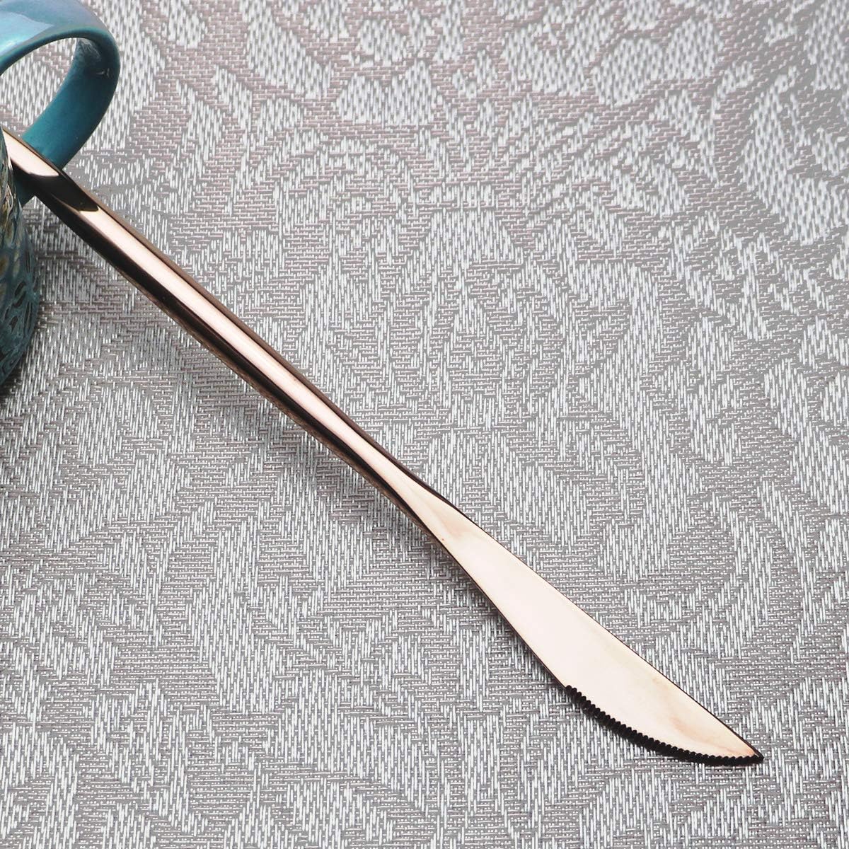 Portable Silverware Set - 20-Piece Flatware Cutlery Set - 18/10 Stainless Steel - Mirror Polishing Rose Gold - Travel Elegant Modern Utensils - Service for 4 Include Steak Knife Dinner Fork Spoon